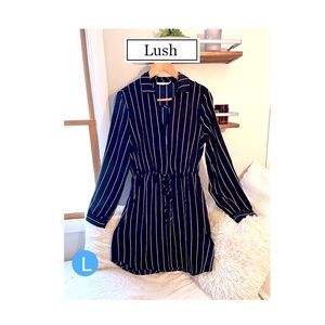 Striped Shirt Dress L